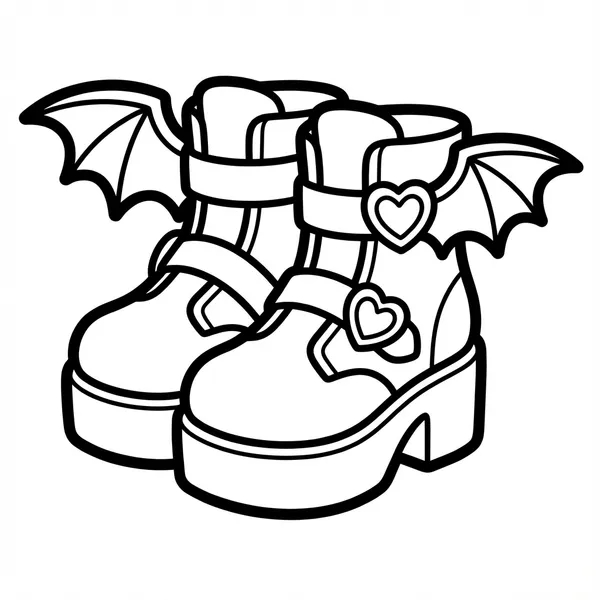 Spooky boots with bat wings and heart buckles.