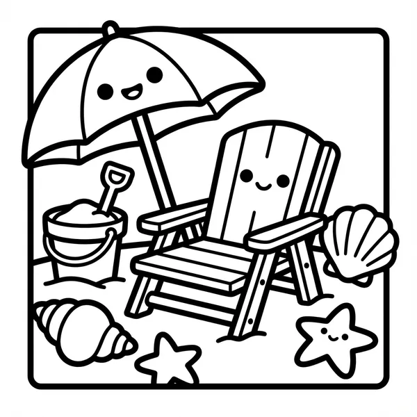 Cute beach chair and umbrella.