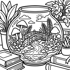 Block game world inside a jar.