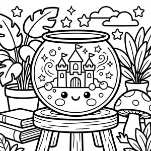 Magical castle inside a cute fishbowl.