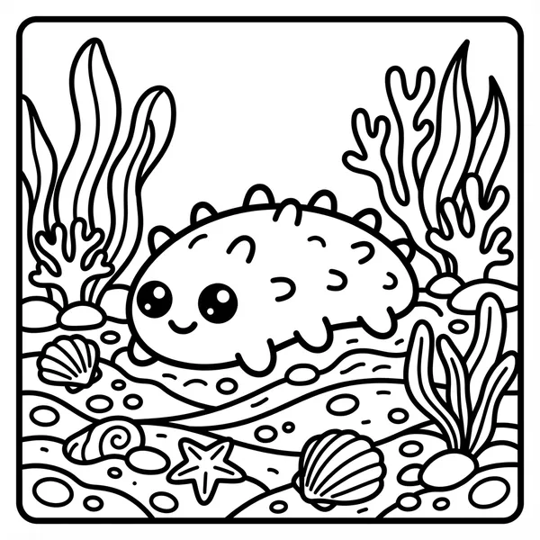 Adorable sea slug resting on the sandy ocean floor.