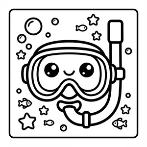 Cute snorkel mask with bubbles.