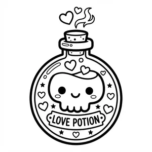 Cute skull bottle with hearts.