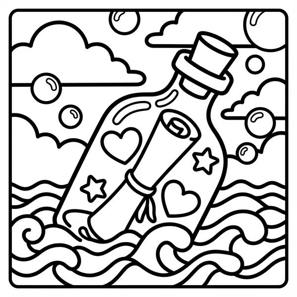 Message in a bottle on waves.