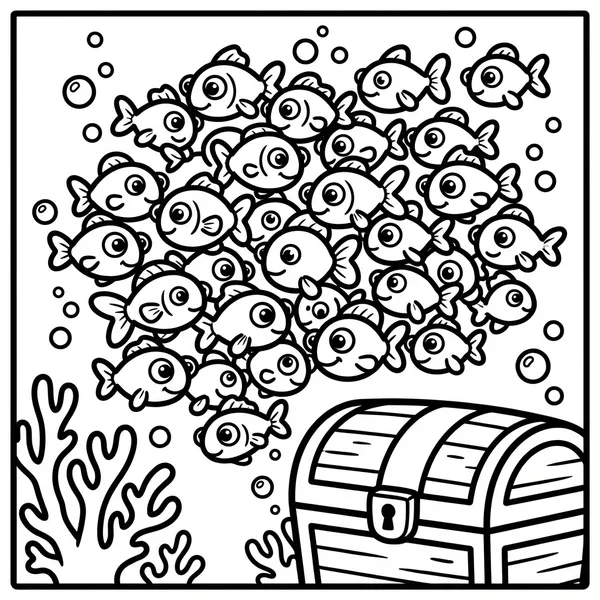 A school of happy fish swimming.