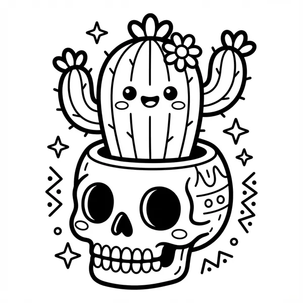 Cute cactus in a skull planter.