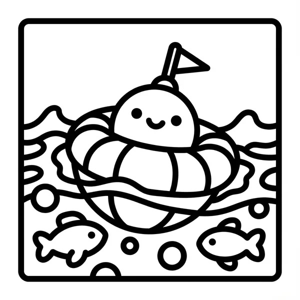 Smiling buoy floating in the water.