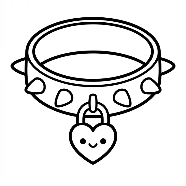Spiked collar with a heart lock.