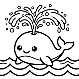 Cute whale spouting water.