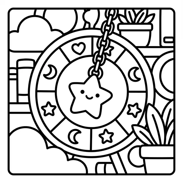 Hanging star ornament with a chain.