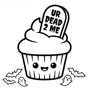 Cute cupcake with a tombstone topper.