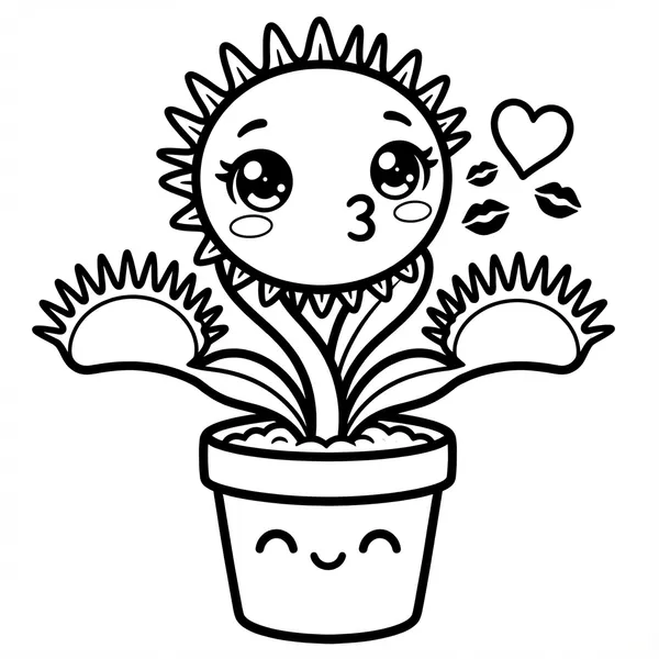 Cute venus flytrap plant with kissing lips.