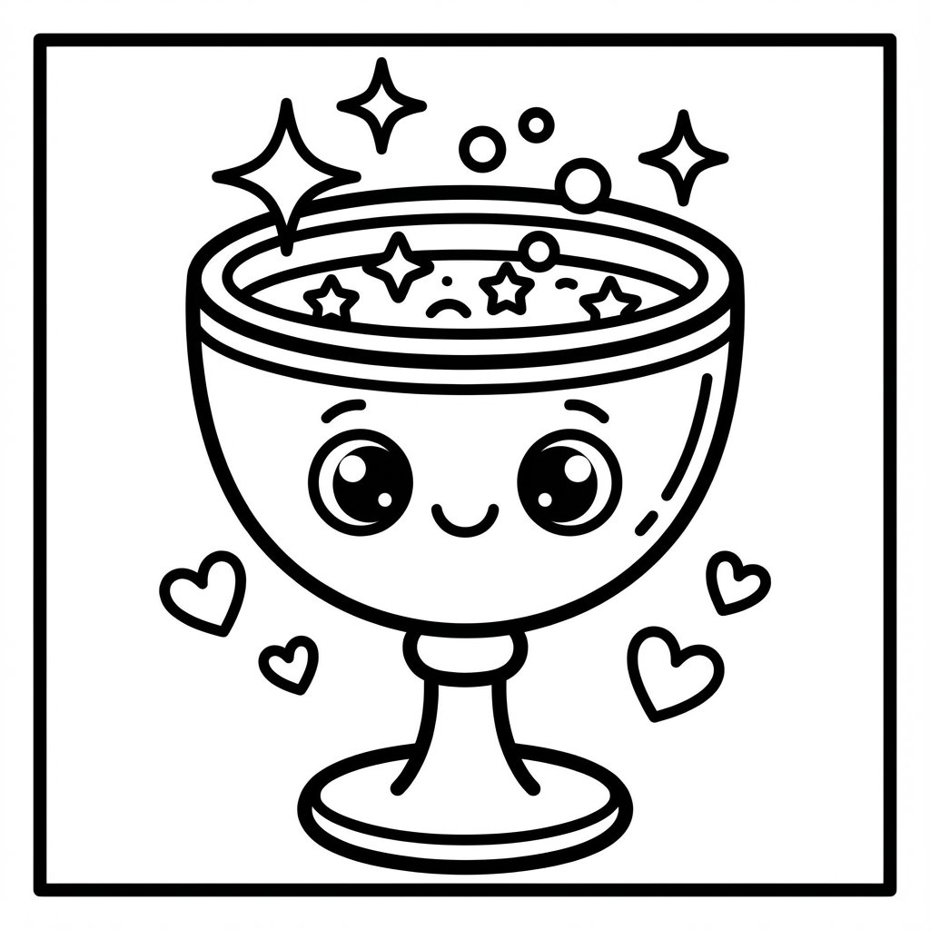 Smiling goblet filled with stars.