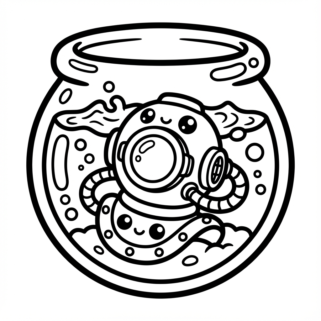 Cheerful snowman in a glass jar with snowflakes.